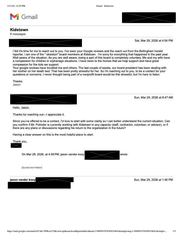 Jason Vander Kooy initiates contact with whistleblower